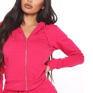 Fashion Nova Oh So Comfortable French Terry Zip Up Hoodie - Hot Pink
